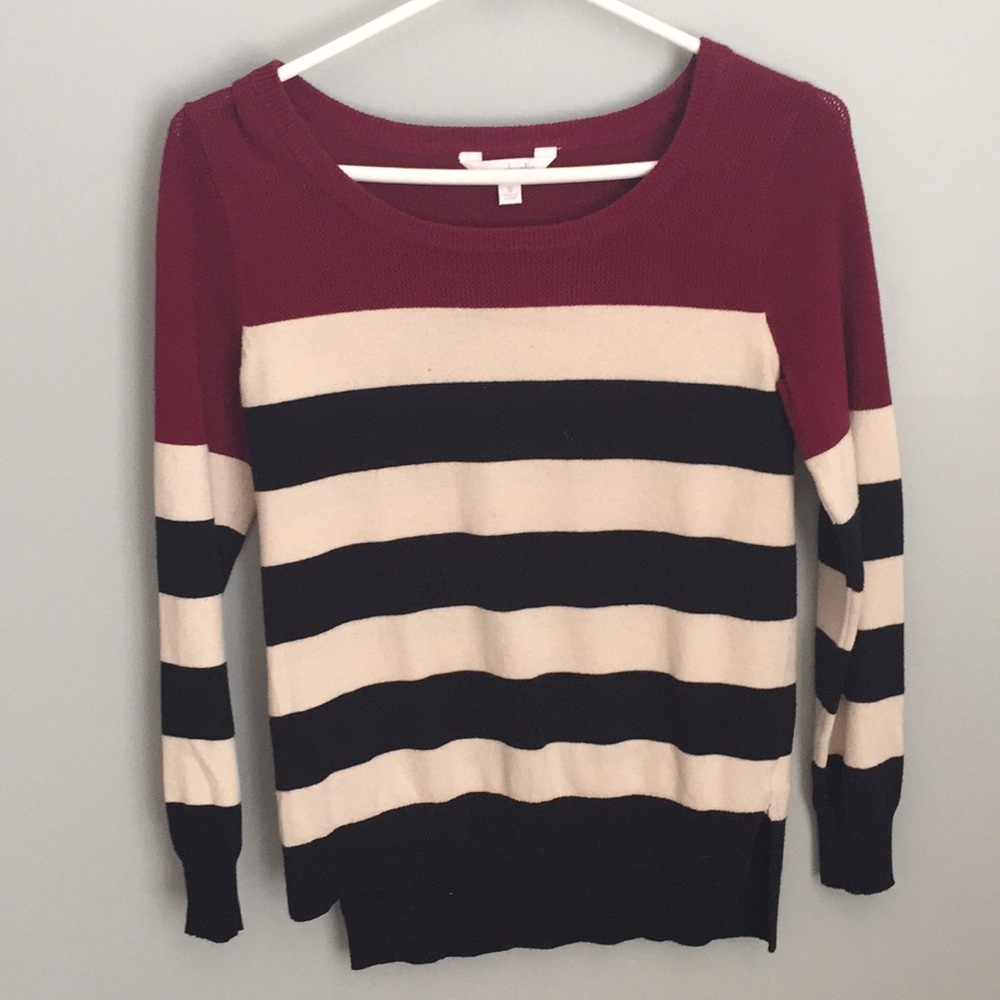 Maroon striped sweater